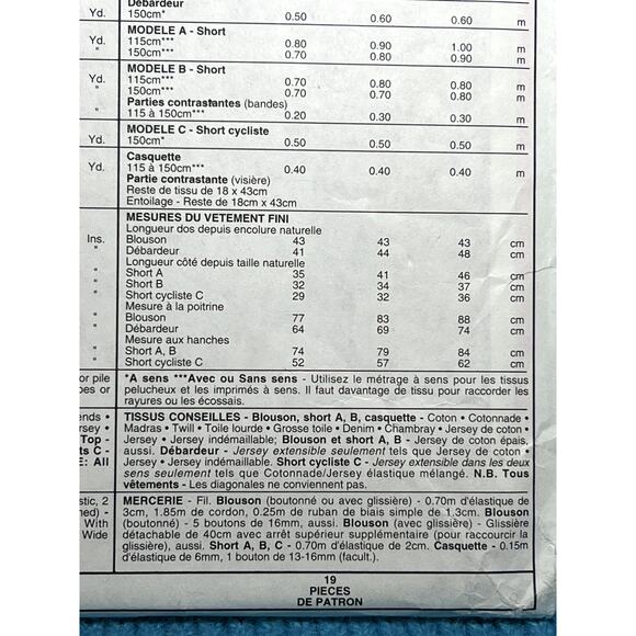 McCalls 6523 Sewing pattern Kids hoodie tank top shorts hat size small - Picture 7 of 7